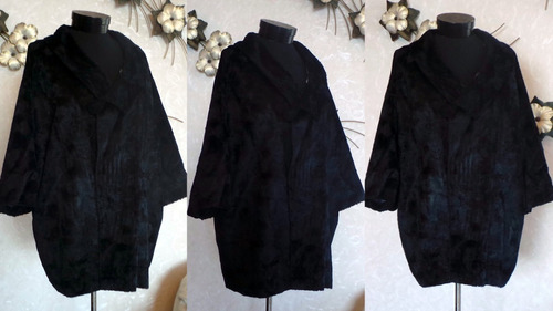 Chaqueta Vintage De Noche Piel Ecologica Manga Kimono M