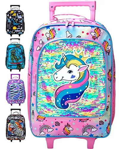 Maleta Niña, Equipaje de Viaje con Ruedas de Unicornio para Niños