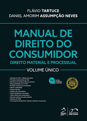 Manual De Direito Do Consumidor - Vol. Único - 14a Edição 2025 Capa Dura - Método; 14a Edição