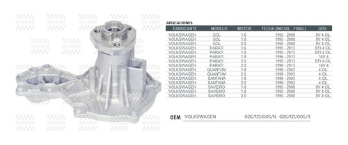 Bomba De Agua Vw Gol/amazon 1.8 Toledo/polo 1.9d
