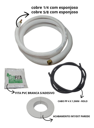 Kit Instalação Ar Condicionado 18 E 24000 6 Mt 1/4 5/8 S Sup