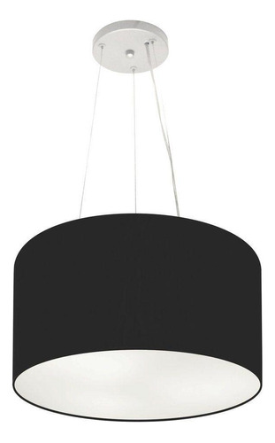 Lustre Pendente Cilíndrico Md-4182 Cúpula em Tecido 40x25cm Preto - Bivolt