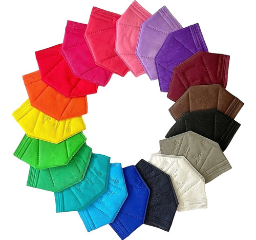 30 Cubrebocas N95 Multicolor Adulto 2 De Cada Color Kn95 Usa Diseño De La Tela Polipropileno