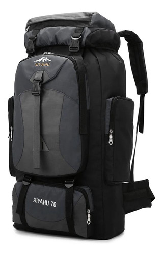 Mochila Cargueira 70l Impermeável Camping Viagem Trilha Cor Cinza