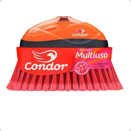Kit Com 10 Vassoura Condor Multiuso Sem Cabo Laranja Fácil