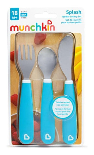 Kit De Talheres Em Inox Azul - Munchkin
