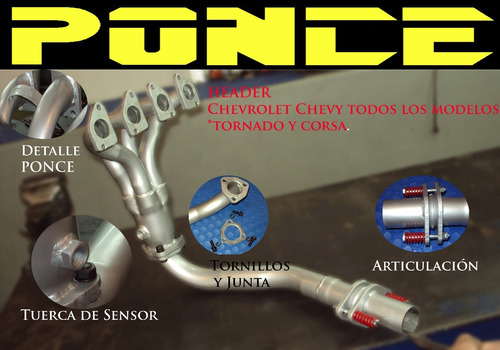Header Ponce Racing Chevy Corsa 8v Todos