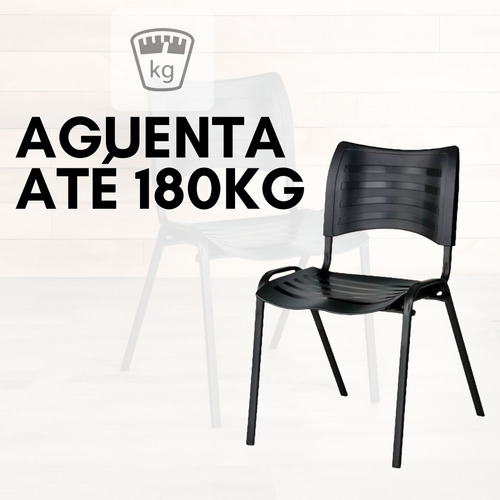 Kit 2 Banco Cadeira Fixa Empilhável 180kg Igreja Auditório
