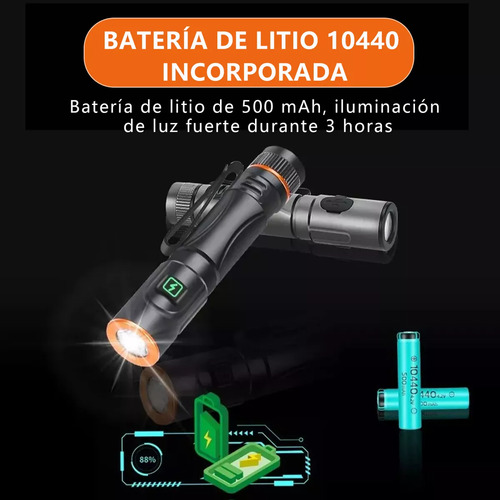 Ratorch Mini Linterna Portátil 200m Con Cola Magnética Y Rbg