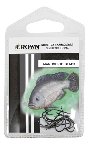 Anzol Crown Maruseigo Black Sem Farpa N°16 Com 10 Unididades