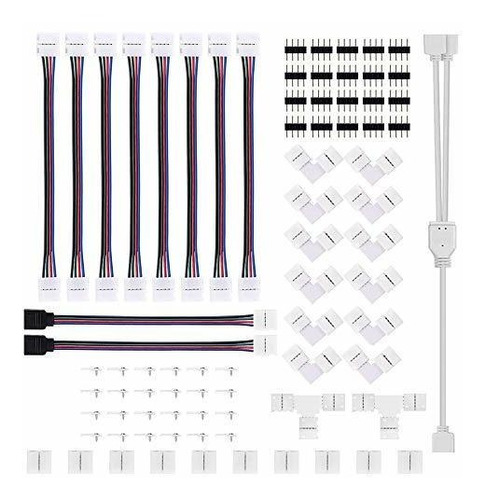 4 Pines Conector Kit Llevado Tira Para 5050 10mm Rgb No...