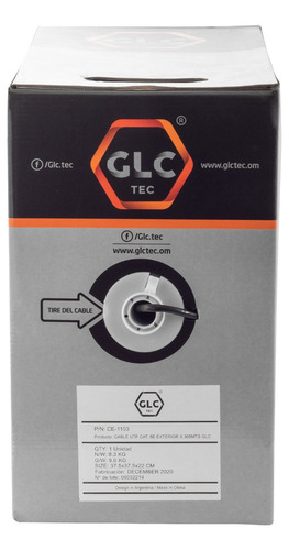 Imagen 1 de 10 de Cable Utp Exterior Doble Vaina Glc Cable Cat 5e Glc 305 Mts