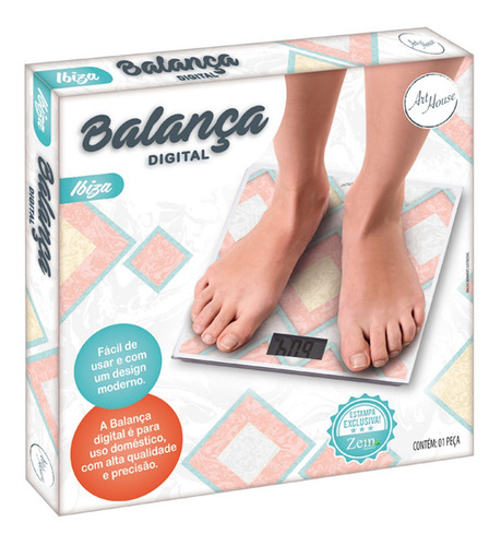 Imagem 2 de 4 de Balança Digital Quadrada Ibiza Para Banheiro Base De Vidro