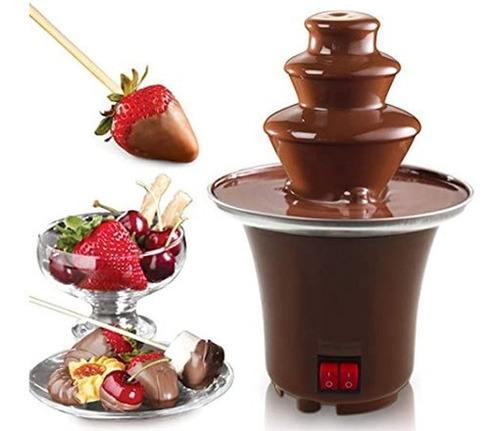 Fonte Torre Cascata Mini Fondue Chocolate  3 Camadas  110v Cor Marrom