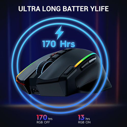 Mouse De Juego Inalámbrico Redragon, Dpi De Ratón Ergonómico
