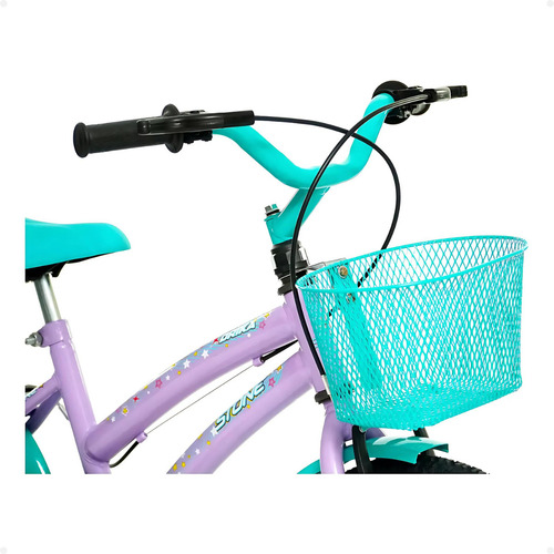 Bicicleta Aro 16 Infantil Stone Drika Lilás Feminina Com Cestinha