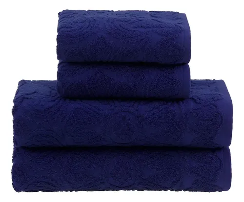 2 Toalha Banho E 2 Rosto Toque Macio Florentina Buddemeyer Cor Azul