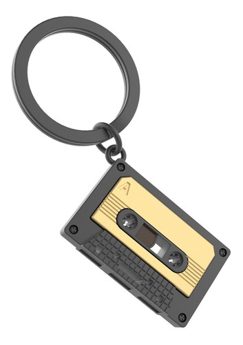 Llavero Audio Cassette Escala Vintage Negro Dorado