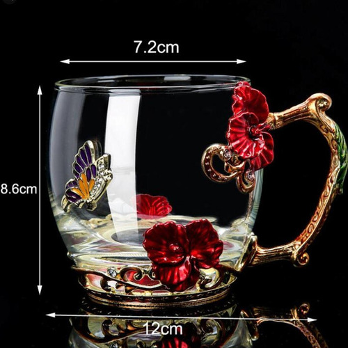 For Taza De Té De Vidrio Transparente Con Diseño Violeta