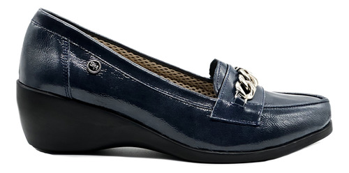 Zapato Mocasin Cuero Mujer Taco Chino