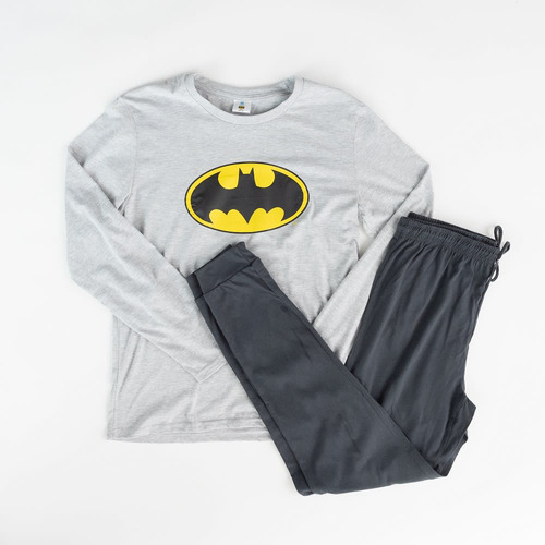 Pijama Hombre Batman Logo Sobrio Gris Talla S