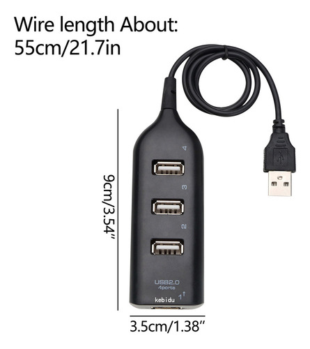 Divisor Usb 2.0 Plug-and-play Para Transferencia De Datos A
