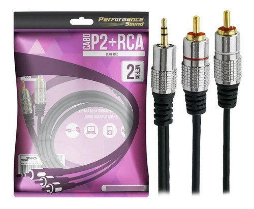 Cabo De Audio P2 X 2 Rca 5m Profissional Plug Metal 5 Metros