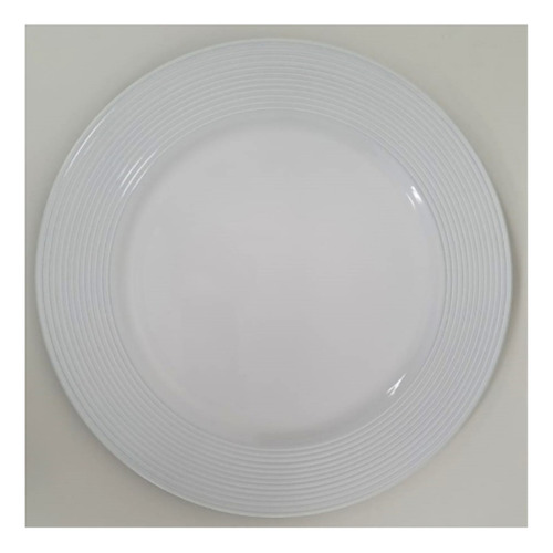 Plato De Sitio Rayas Blanco De Pvc Diseño Deco 33 Cm