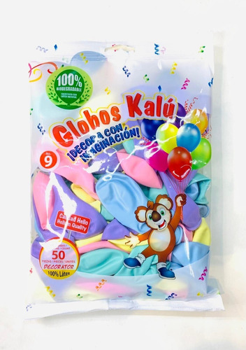 Globos Kalu Colores Surtidos C/50 Pzs