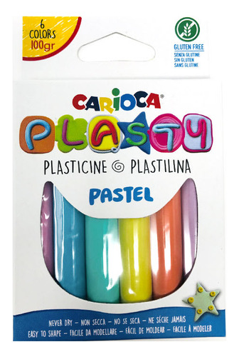Plasticina Carioca 6 Barras De Colores Pastel
