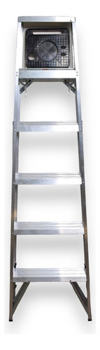 Escalera De Tijera Aluminio C/plataforma Akron 5 Esc 77-15 Color Plateado