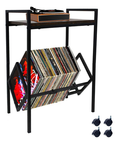 Mesa De Soporte Tocadiscos Y Almacenamiento De Vinilos