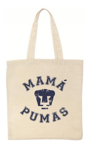 Bolsa Tote Mamá Pumas Color Beige Diseño de la tela Liso