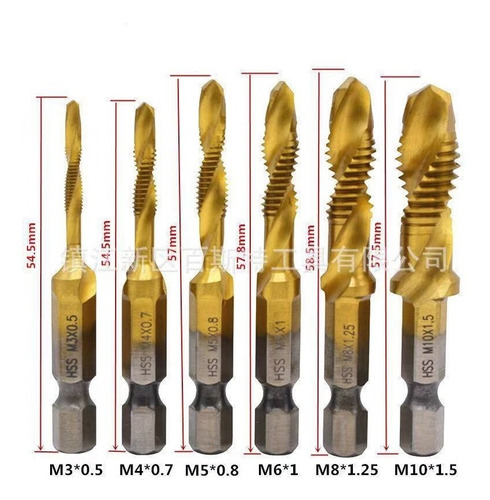 Set 6 Brocas Hss Espiral M3/4/5/6/8/10 Herra Medicion