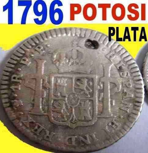 Potosi-1 Real-plata-carolus Iiii-1796 Pp- Rara