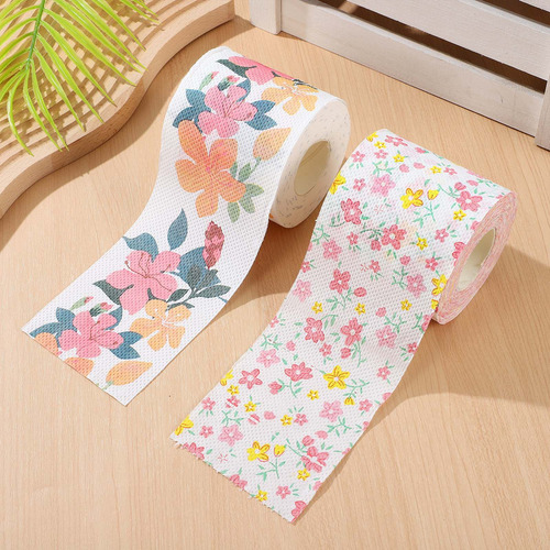 . 2 Rolos De Papel Higiênico Com Estampa Floral Colorida
