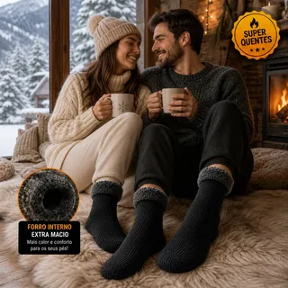 Kit 6 Meias Termica Grossa Quente Inverno Frio Neve Forrada