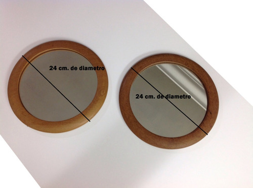 Imagen 4 de 4 de Espejos Redondos De Pared Marco Madera Calden Diam 24 X 2uni