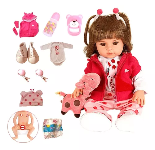 BEBÊ REBORN MENINA IGUALZINHA UM BEBÊ DE VERDADE TODA EM SILICONE