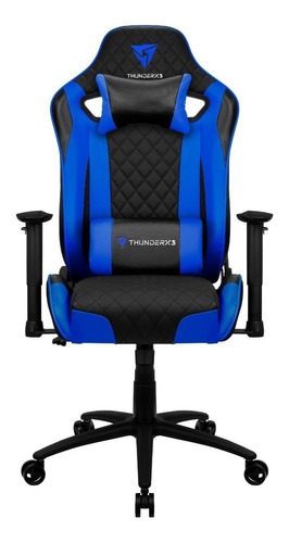 Cadeira de escritório ThunderX3 TGC12 EVO gamer ergonômica  azul com estofado de couro sintético y fibra de carbono