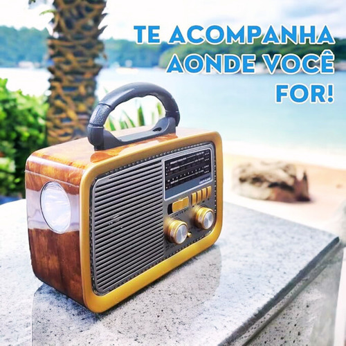 Rádio Retrô Bluetooth Am Fm Usb Sd Bivolt Cores Vintage