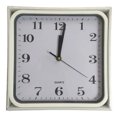 Reloj De Pared Cuadrado Blanco Analogo 22 Cm Silencioso