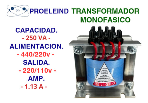 Transformador Monofasico 250va -volts:440/220v A 220/110v-cu