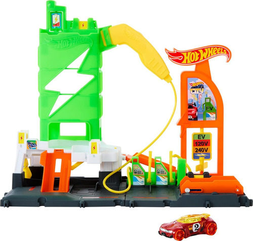 Pista Hot Wheels Gasolinera Estacion De Combustible Verde Y Naranja