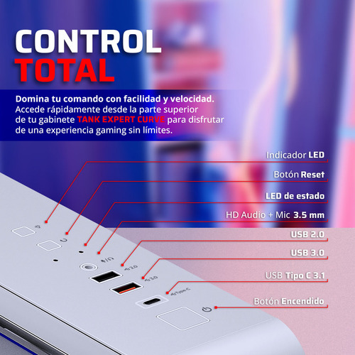 Gabinete Gamer Media Torre Tank Expert Curve 7400 Legend