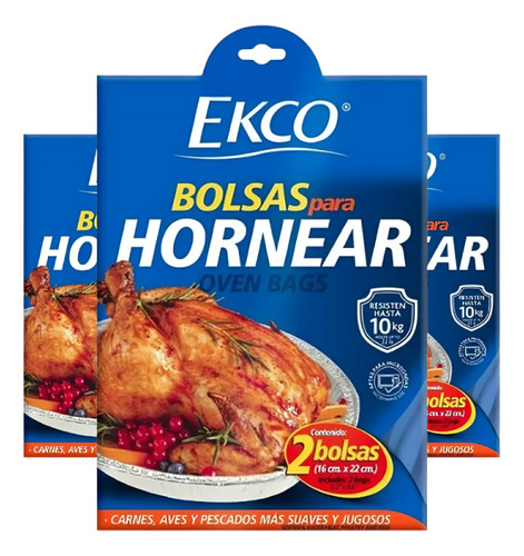 Bolsas Para Hornear Carnes Ekco Hasta 10kg De Soporte 3 Pack