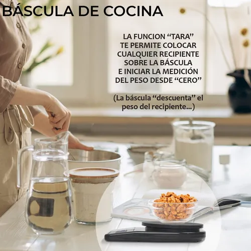 Báscula Cocina Digital Gramera Alimentos Alta Precisión 5kg Color Negro