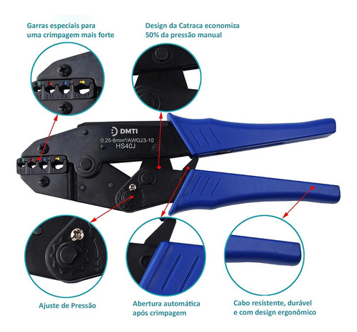 Kit 2 Alicates Crimpar Terminal Ilhós E Olhal Garfo Pino