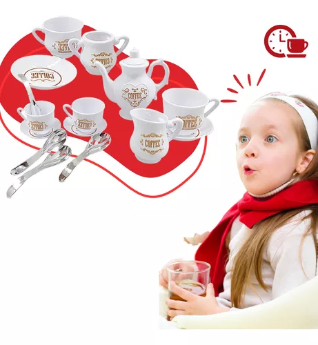 Kit Jogo de Cozinha Brinquedo Infantil Hora do Café Chá Conjunto