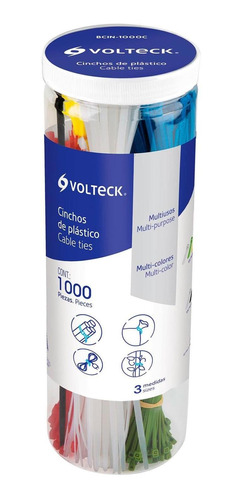 Bote 1000 Cinchos Plastico En Colores Surtidos Volteck Bcin-